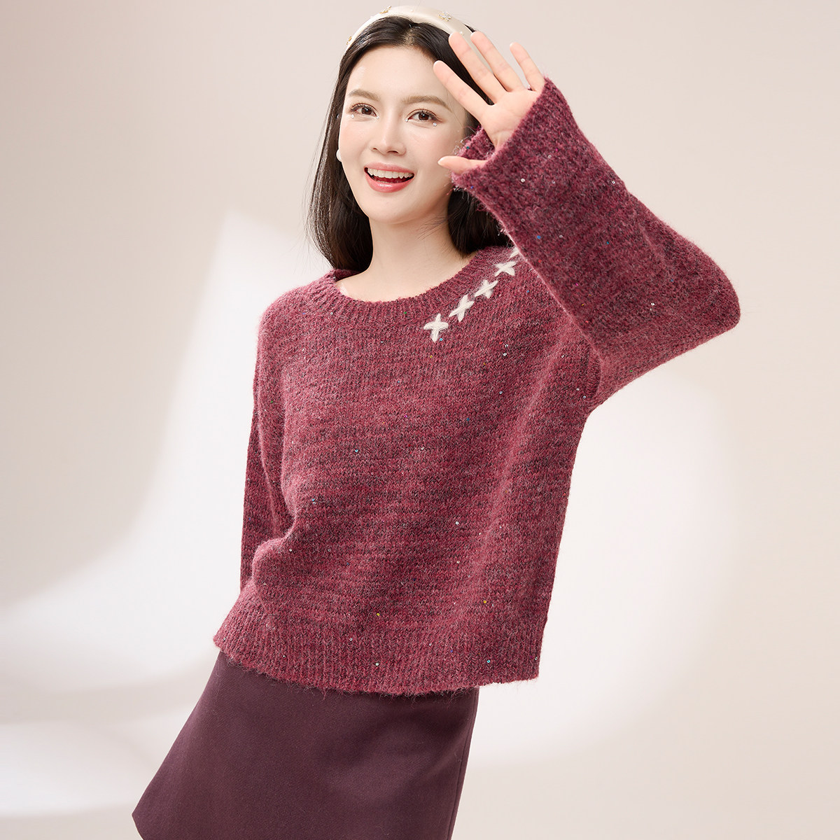 宽松慵懒风设计感毛衣女款2025新款冬季高级感外穿搭针织衫上衣