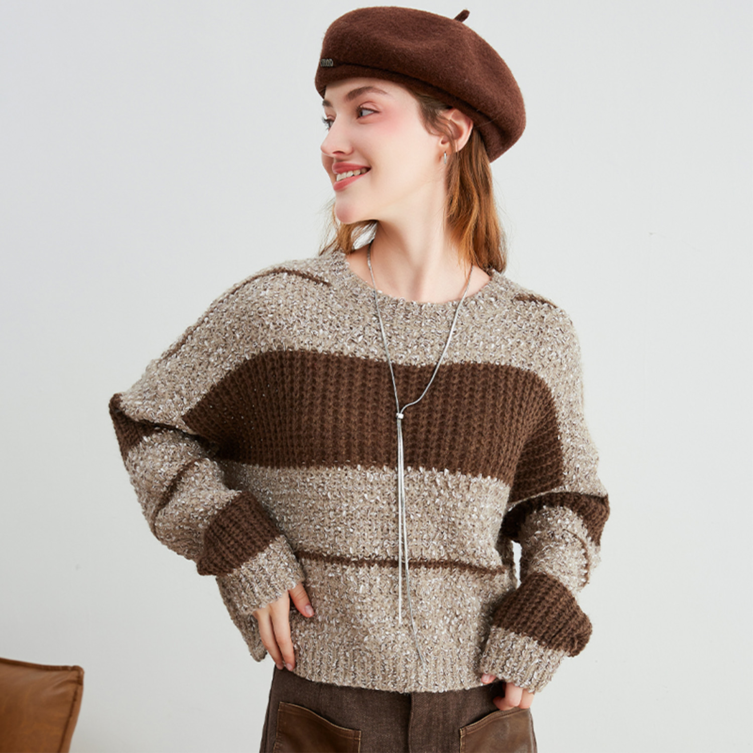 zk lin洋气时髦温柔美拉德毛衣女2025秋季新款慵懒外穿欧货潮上衣