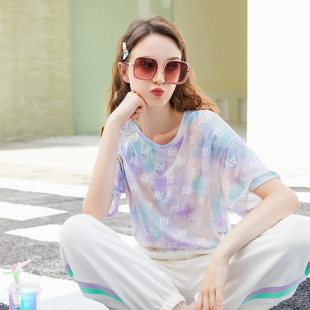 zklin渐变扎染短袖 设计感小众高级感晕染上衣夏 宽松t恤女很仙