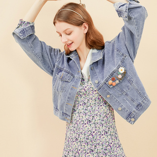 早春秋牛仔衣短外套女钉珠韩版时尚洋气超火矮小个子2025年新款