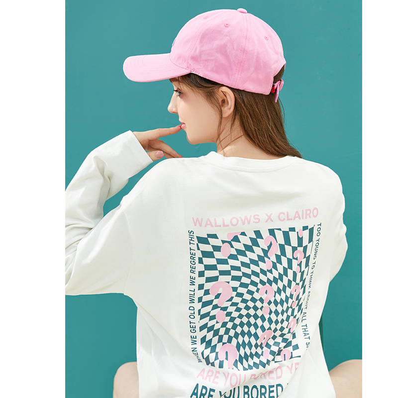 棋盘格长袖t恤设计感小众韩版