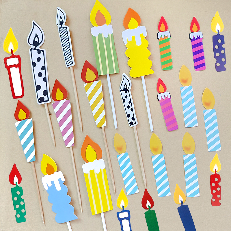 网红纸质蜡烛蛋糕装饰