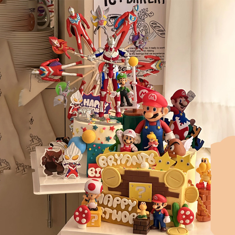 超级马里奥水管工蘑菇搪胶奥特曼摆件摩天轮风车DIY蛋糕装饰配件,节庆用品/礼品,蛋糕/烘焙装饰用品,淘宝优惠券,粉丝福利购,淘宝优惠卷