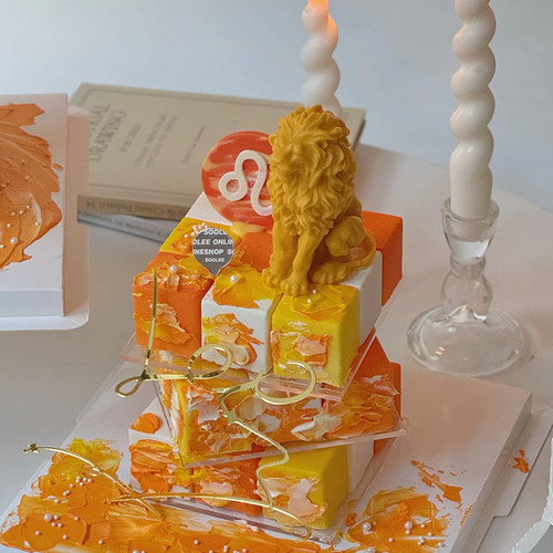 网红狮子座星座生日蛋糕装饰