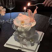 高级氛围感女生女神生日蛋糕装 饰威化纸糯米纸蝴蝶兰立体切圆工具