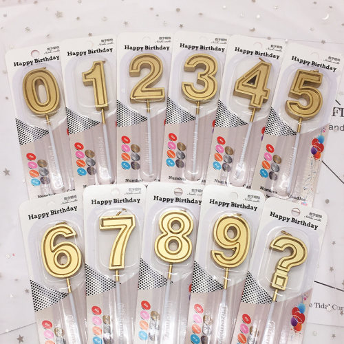 金色数字蜡烛生日蛋糕装饰蜡烛