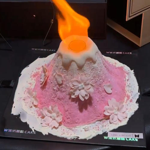 韩系ins风粉岩火山甜品蛋糕火焰魔术纸创意DIY配件装饰喷枪色素