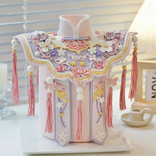 中式网红款汉服云肩蛋糕装饰