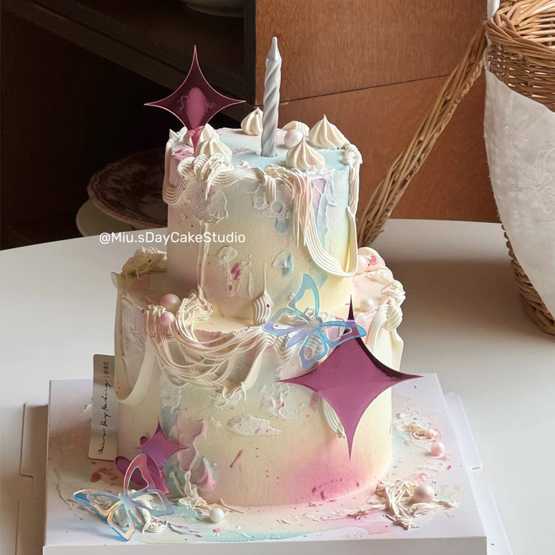 小红书同款幻彩蝴蝶蛋糕装饰