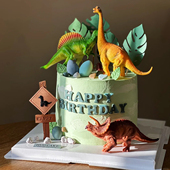 男孩儿童宝宝生日恐龙霸王龙蜿龙摆件森系甜品简约蛋糕装 扮 饰装