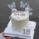 网红仙女18岁蛋糕装 饰珍珠蝴蝶结摆件女神钻石HB生日幻彩蝴蝶插件