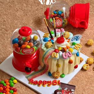 六一创意儿童糖果扭蛋机M豆爆米花甜品蛋糕装饰糖果玩具机器零食