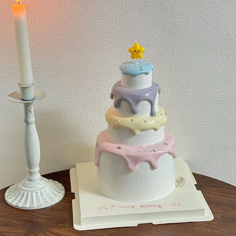 可爱星星塔生日蛋糕装饰