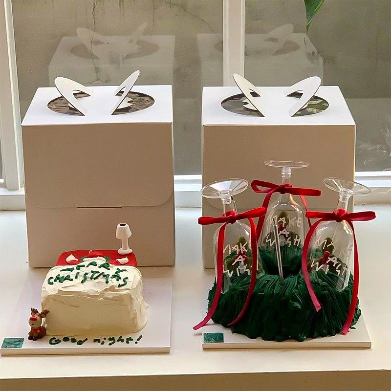 网红圣诞节跨年蛋糕装饰圣诞麋鹿摆件丝带蜡烛插件透明红酒高脚杯,节庆用品/礼品,蛋糕/烘焙装饰用品,淘宝优惠券,粉丝福利购,淘宝优惠卷