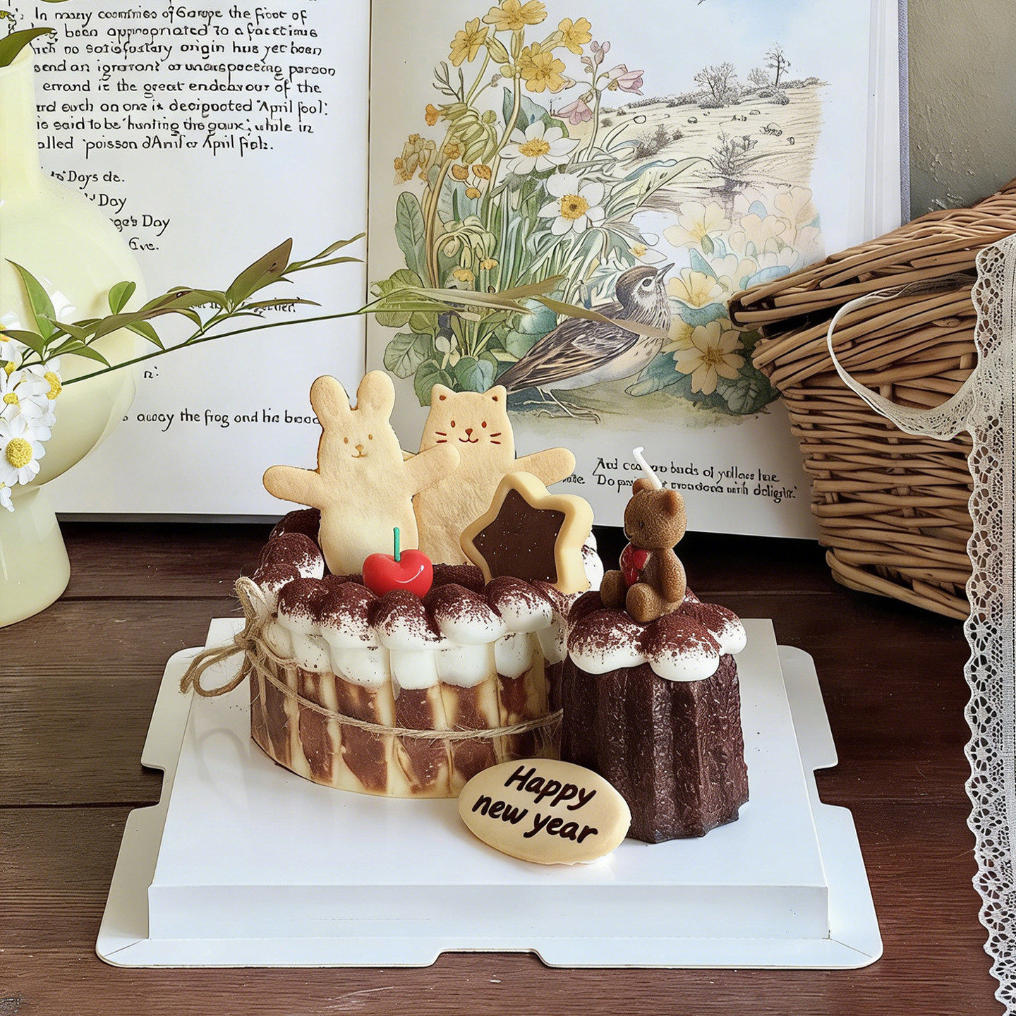 2026新年跨年元旦熊兔巴斯克蛋糕装饰可露丽小熊蜡烛英文星星饼干,节庆用品/礼品,蛋糕/烘焙装饰用品,淘宝优惠券,粉丝福利购,淘宝优惠卷