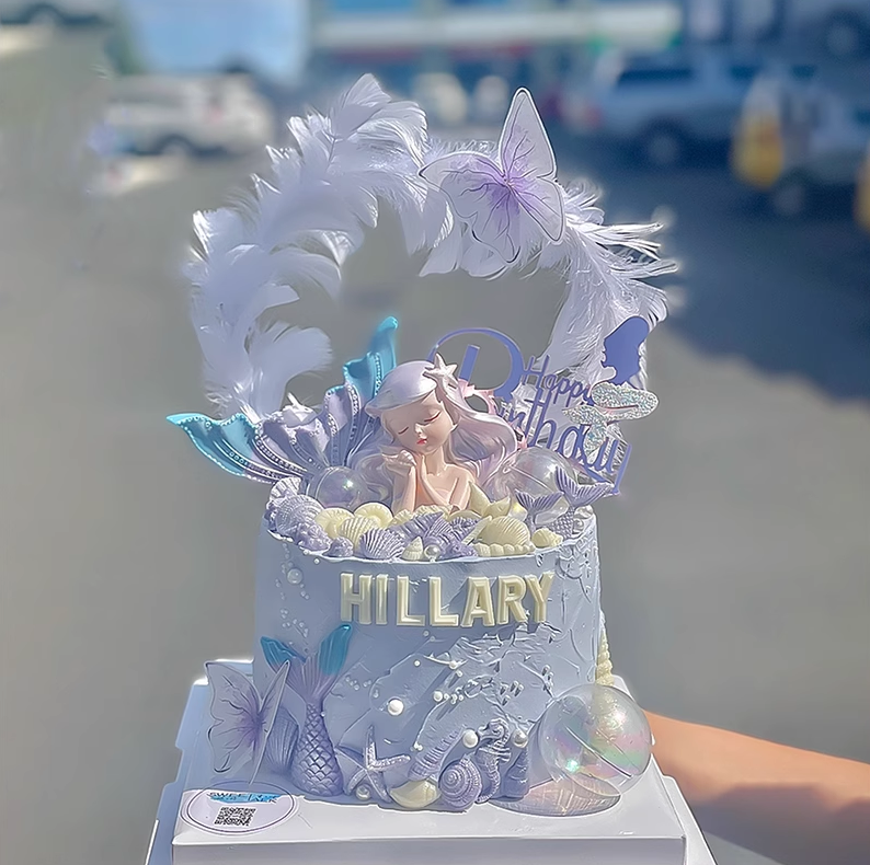 少女心女生蛋糕装饰海洋女孩摆件