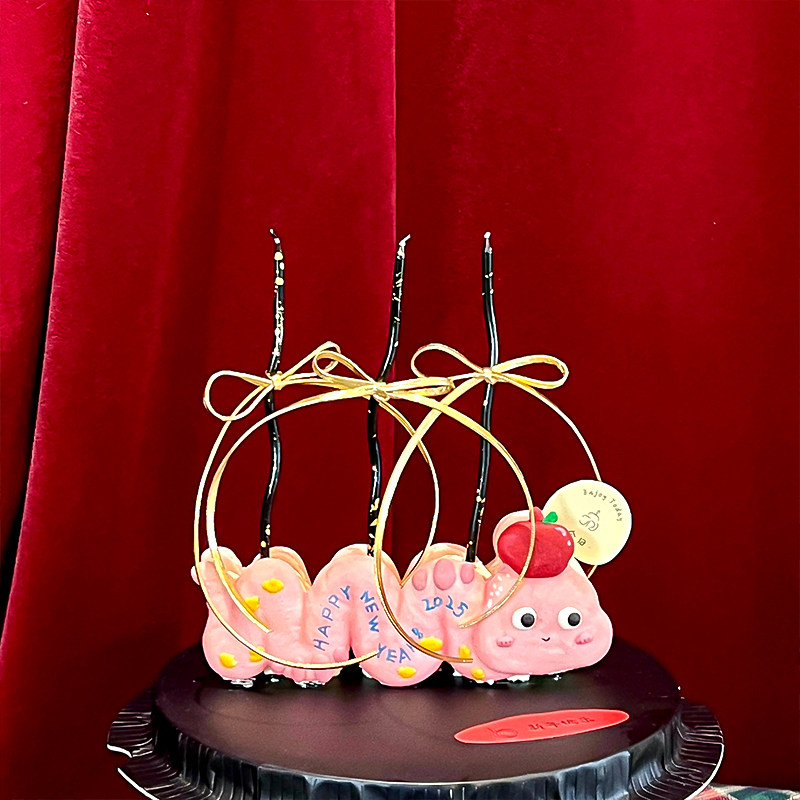 卡通手绘蛇年DIY双层夹心饼干甜品蛋糕多巴胺小旗插件插牌雨丝,节庆用品/礼品,蛋糕/烘焙装饰用品,淘宝优惠券,粉丝福利购,淘宝优惠卷