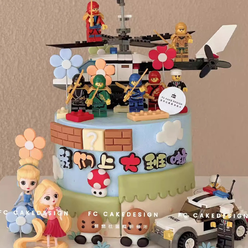 网红乐高警车直升机积木蛋糕装饰幻影人偶忍者公主创意DIY装扮,节庆用品/礼品,蛋糕/烘焙装饰用品,淘宝优惠券,粉丝福利购,淘宝优惠卷