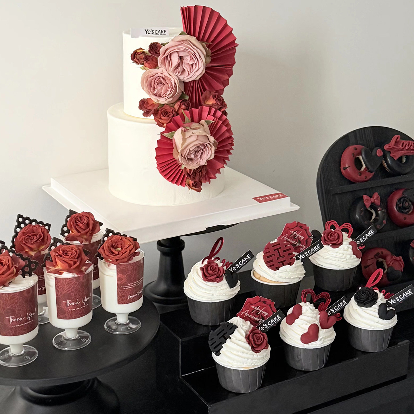 中式婚礼喜字红色折扇杯子黑色系玫瑰花订婚宴结婚蛋糕装饰甜品台,节庆用品/礼品,蛋糕/烘焙装饰用品,淘宝优惠券,粉丝福利购,淘宝优惠卷