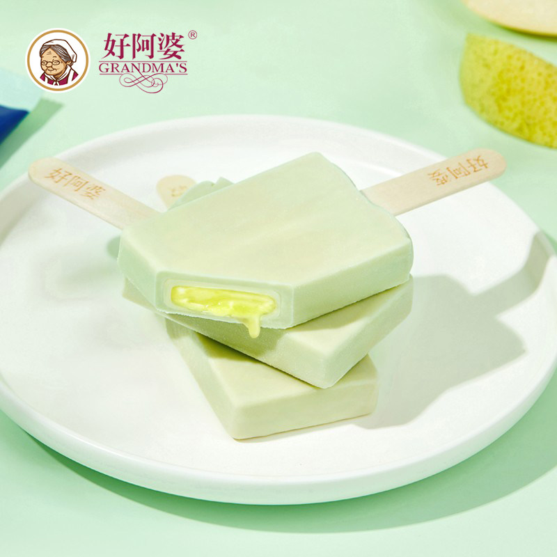 新品2支 好阿婆白茶雪梨雪糕 巧克力脆皮夹心流心冰淇淋75g冰棍