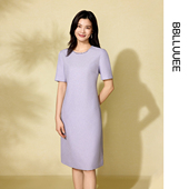 BBLLUUEE 手工钉珠直筒裙女宽松连衣裙 中式 粉蓝衣橱2025夏装 新款