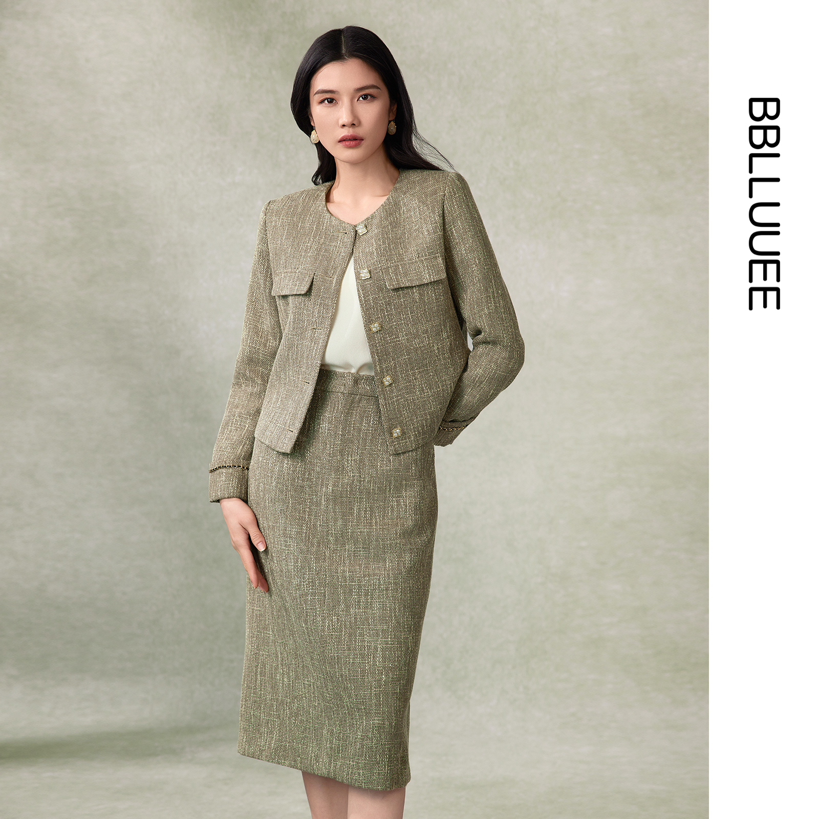 复古粗花呢小香风两件套