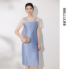 BBLLUUEE/粉蓝衣橱东方感刺绣轻礼服裙女2026夏装光感拼接连衣裙