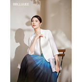 质感短外套 职场通勤百搭七分袖 云上舞白 粉蓝衣橱2026春女新款