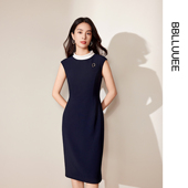夜未央 粉蓝衣橱2025夏装 新款 简约背心裙高级通勤无袖 连衣裙女