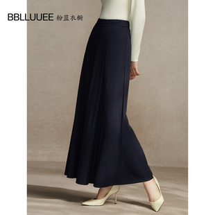 简约针织阔腿长裤 BBLLUUEE 2025冬款 A廓形直筒裤 粉蓝衣橱大气时尚