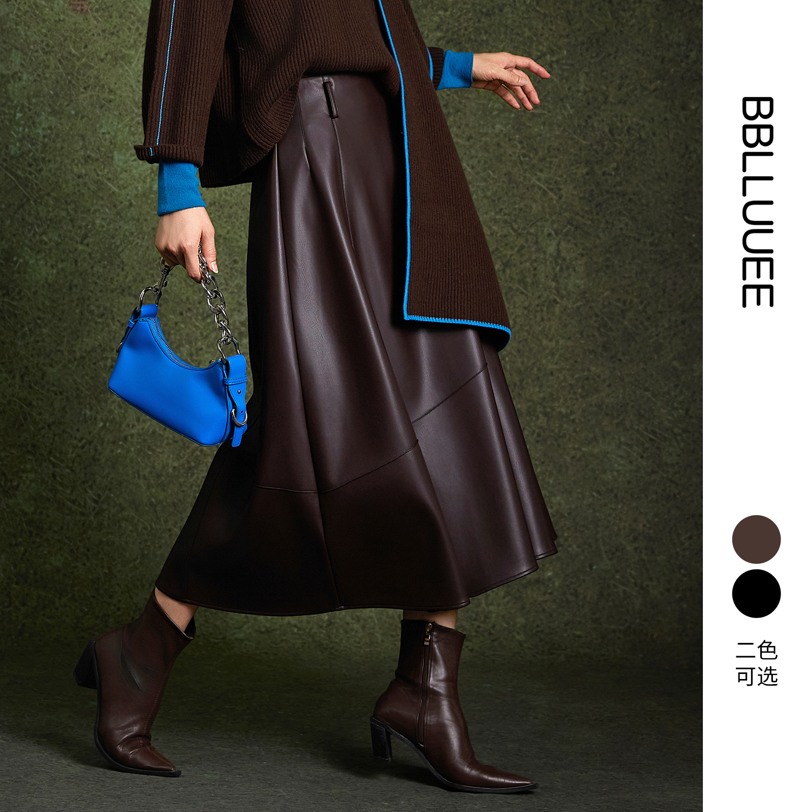 商场同款 复古摩登气质 PU皮革半身裙