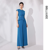 套装 阔腿裤 BBLLUUEE粉蓝衣橱2026夏轻职场气质小衫 女 宋韵蓝调