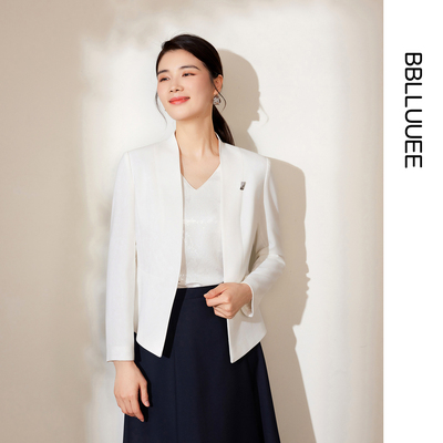 【精简通勤】BBLLUUEE粉蓝衣橱2025秋装新款无领立裁西装短外套女