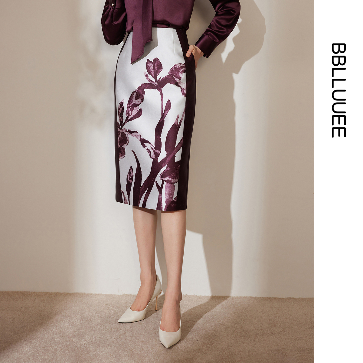 定位印花 雅致东方 直筒花瓶半身裙