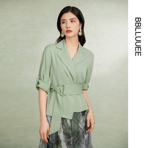 时尚不对称 廓形短外套 牛油果绿西装