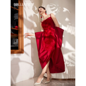 立体解构造型红礼服连衣裙 2026春装 东方华美 粉蓝衣橱商场同款