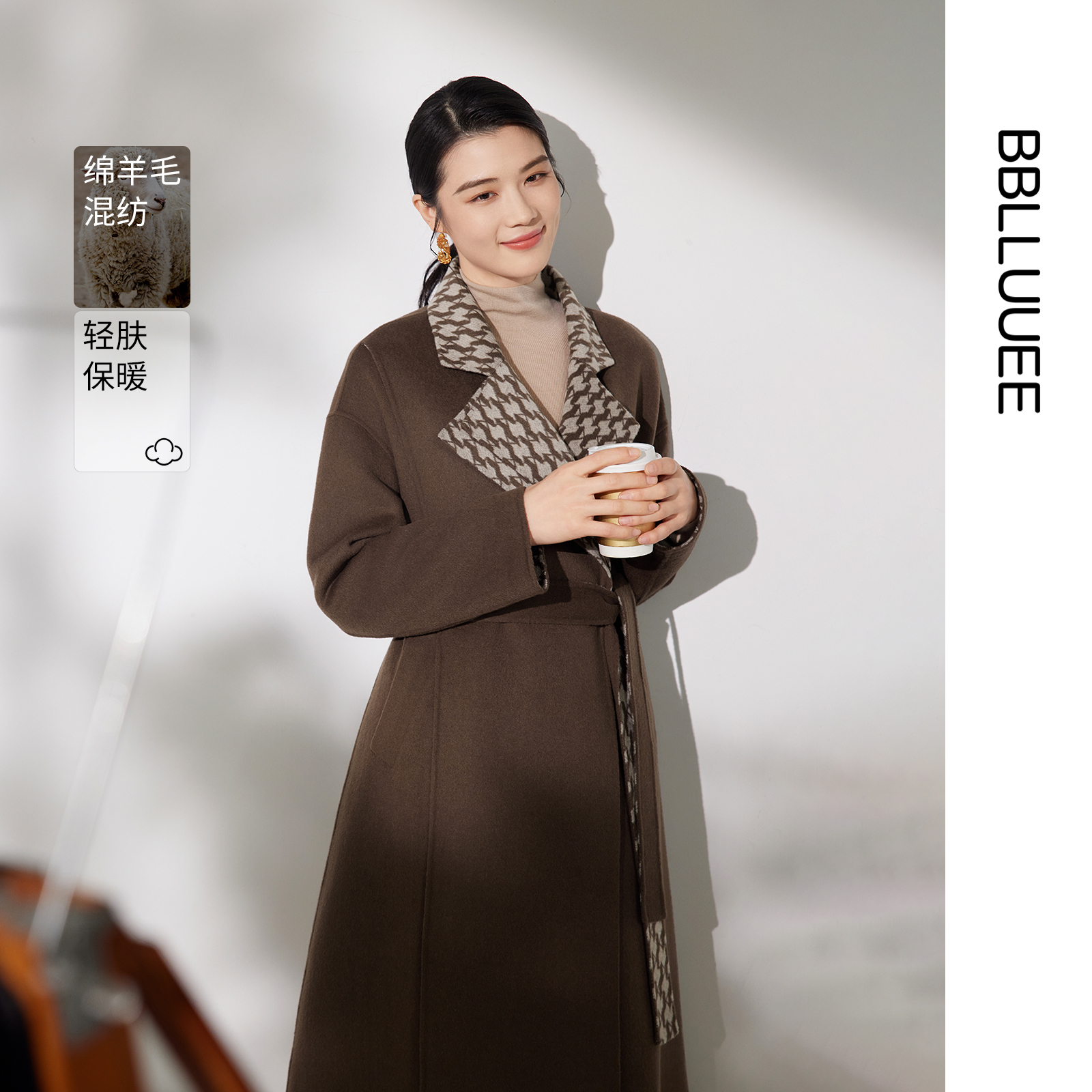 东方感艺术提花 商场同款 绵羊毛双面呢大衣