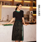 轻爽拼接网纱针织连衣裙 粉蓝衣橱2025夏装 商场同款 BBLLUUEE