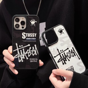 潮牌stussy斯图西iphone17promax手机壳16promax适用苹果15pro保护套防摔14液态硅胶13情侣全包 正品
