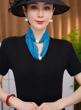 2026夏季新款流金纱纯色磁扣丝巾时尚百搭护颈遮颈纹围巾围脖女