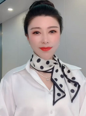 丝巾女小长条纹高级感薄款领巾百搭春夏飘带斜角2025新款护颈围巾
