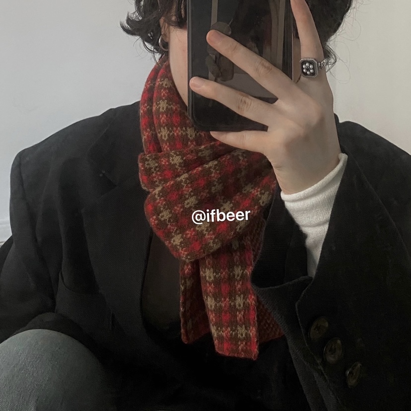 ifbeer红色情侣男女短款可爱围脖