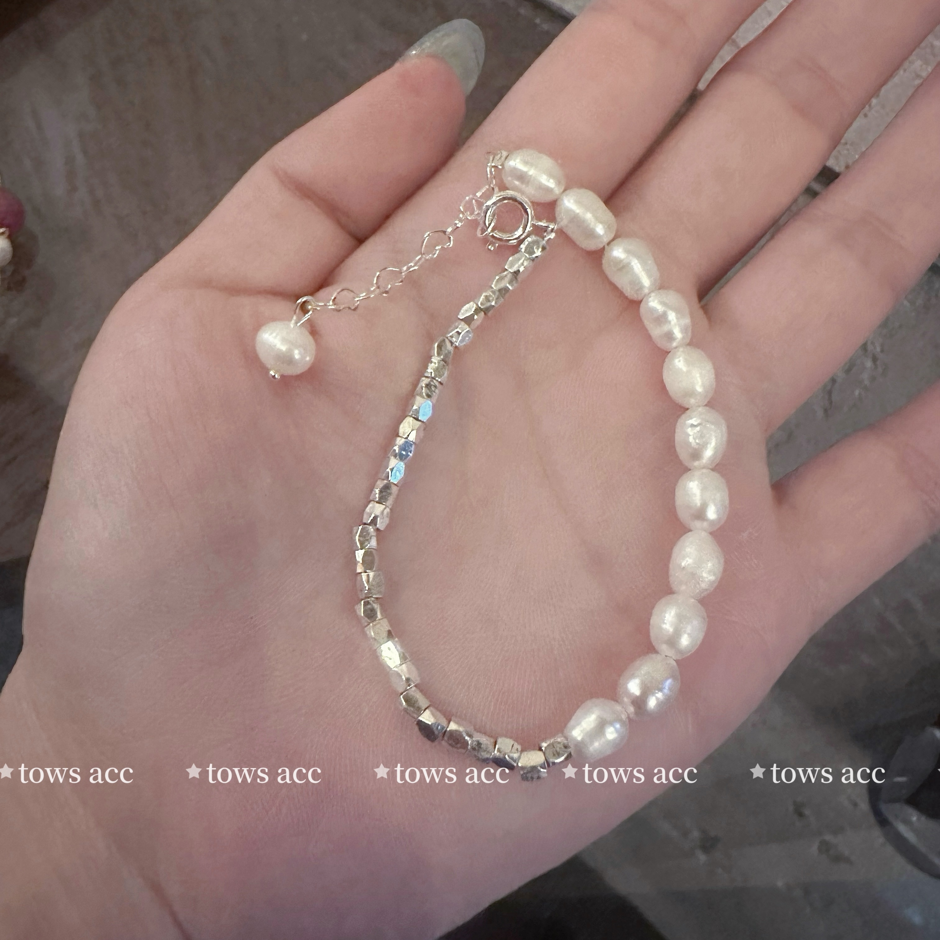 tows碎银子珍珠通体手链极简风