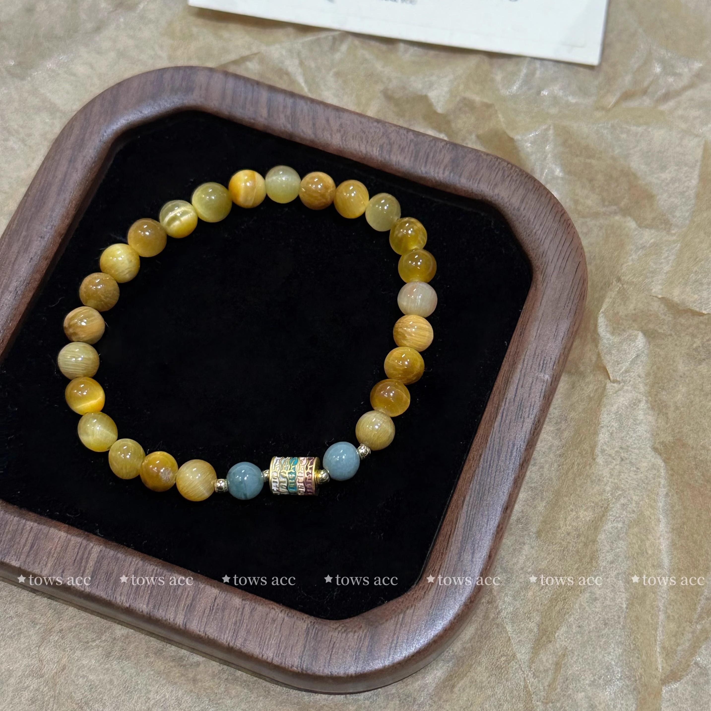 tows天然黄水晶金虎眼手串