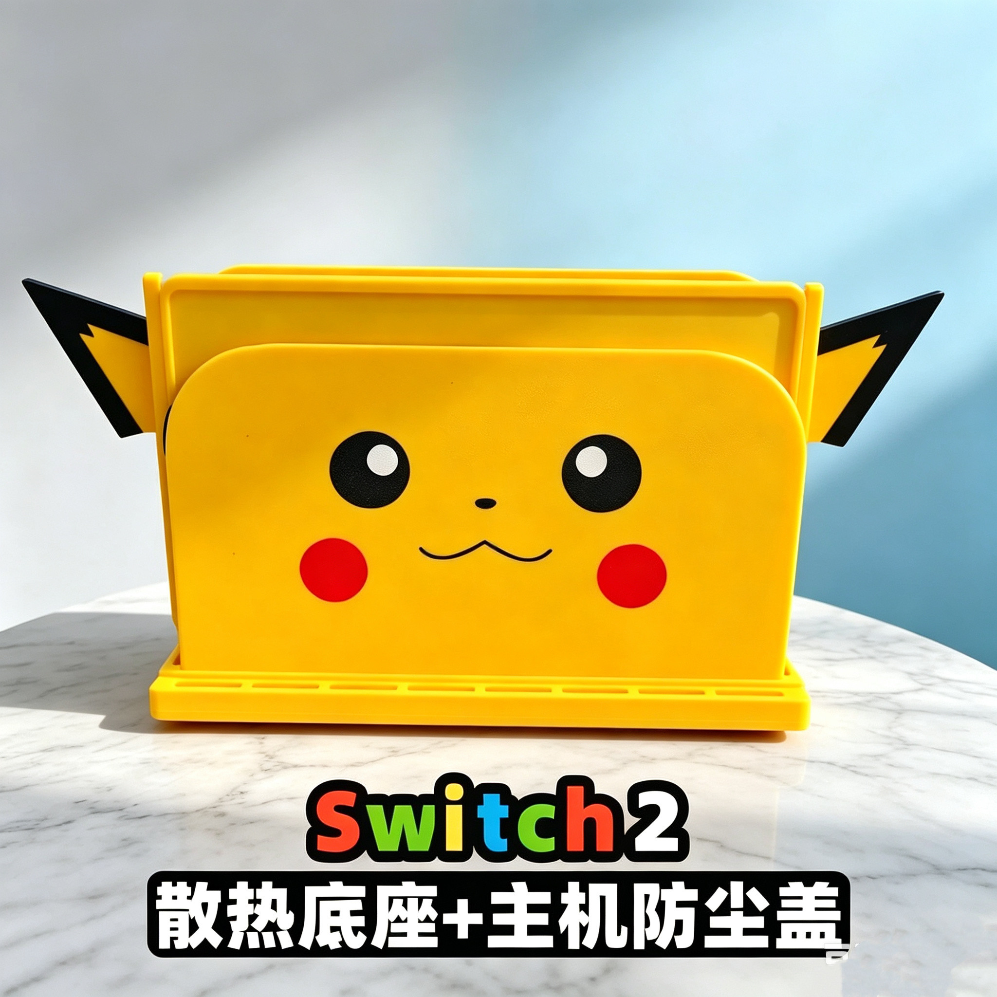Switch2散热支架 任天堂NS2主机专用皮卡丘底座 侧边防尘堵盖