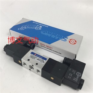 DC24V 三位五通换向阀AC220V SHAKO新恭台湾PU530 02D电磁阀