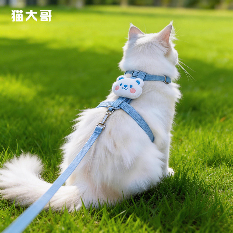 猫咪牵引绳防挣脱外出专用遛猫绳宠物背带链子可调节网红遛猫神器