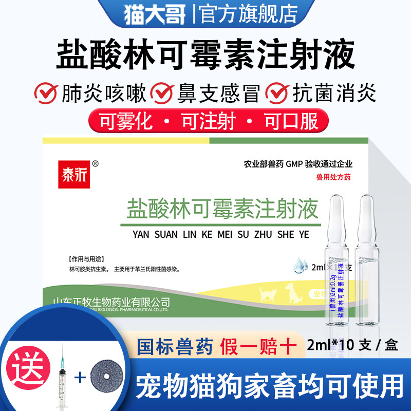 兽药兽用盐酸林可霉素注射液雾化宠物猫狗感冒鼻支发烧乳腺尿道炎