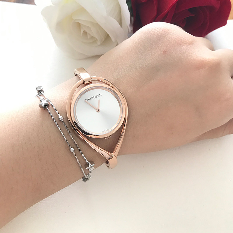 正品ck手表女士手镯表官方旗舰女款石英表时装表镂空简约腕表轻奢