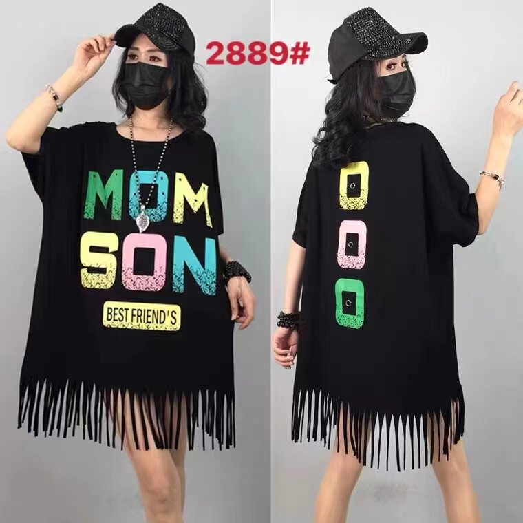 时尚个性大码插肩袖纯棉流苏设计感新款短袖T恤女夏季宽松显瘦潮
